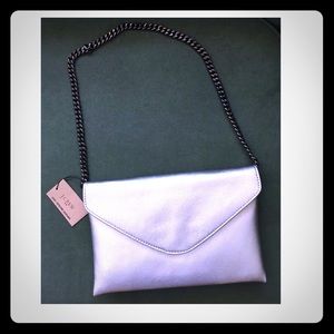 NWT J. Crew Silver Envelope Purse. Chainlink Strap